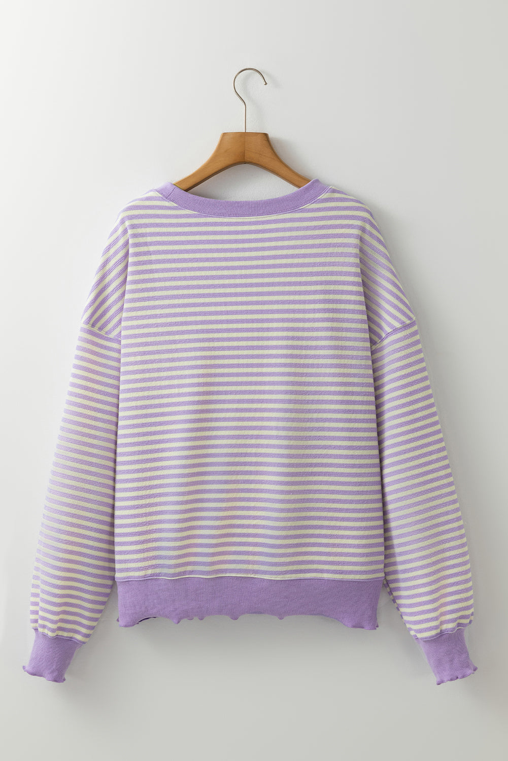 Purple Stripe Drop Shoulder Long Sleeve Top