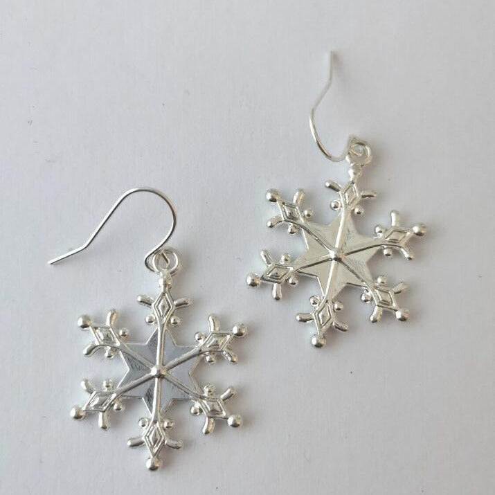 Silver-Plated Snowflakes Earrings | Maekery Studio