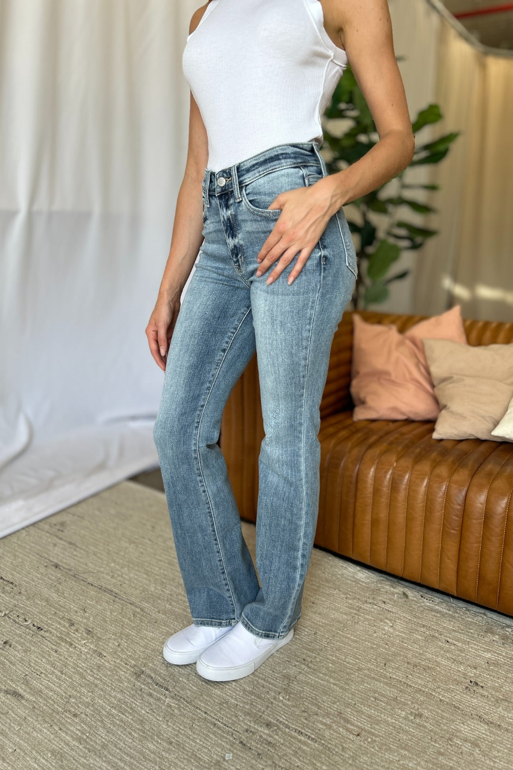 Judy Blue Full Size Medium Rise Bootcut Jeans | Maekery Studio