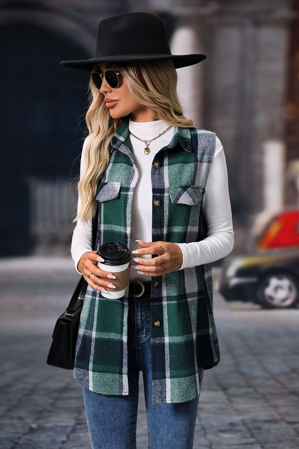 Plaid Button Up Vest Coat | Maekery Studio