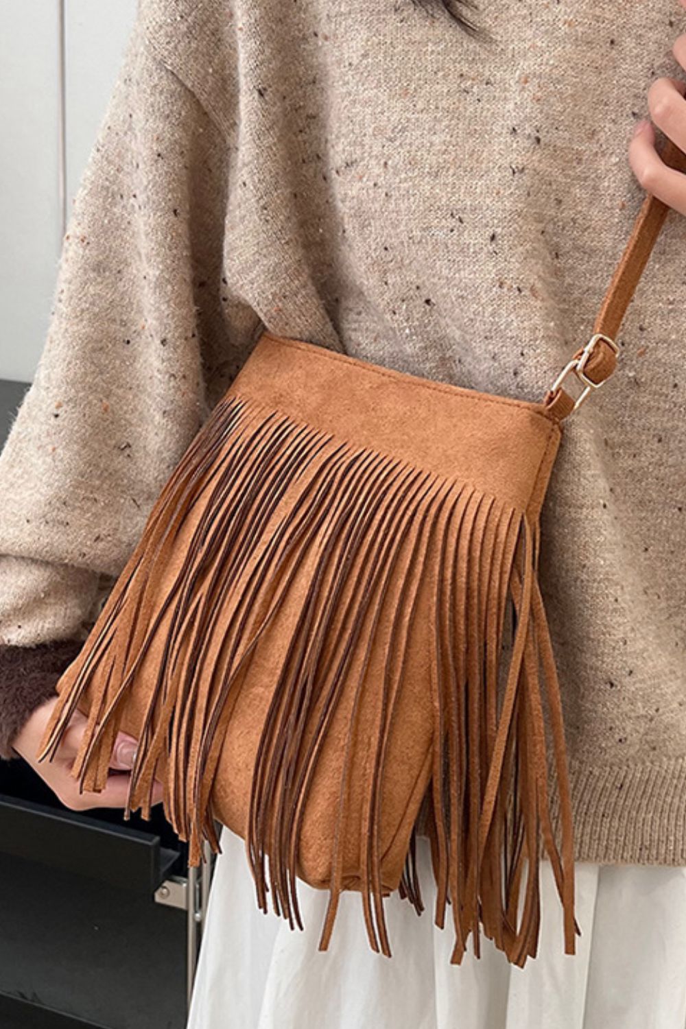 Suede Fringe Shoulder Bag | Maekery Studio