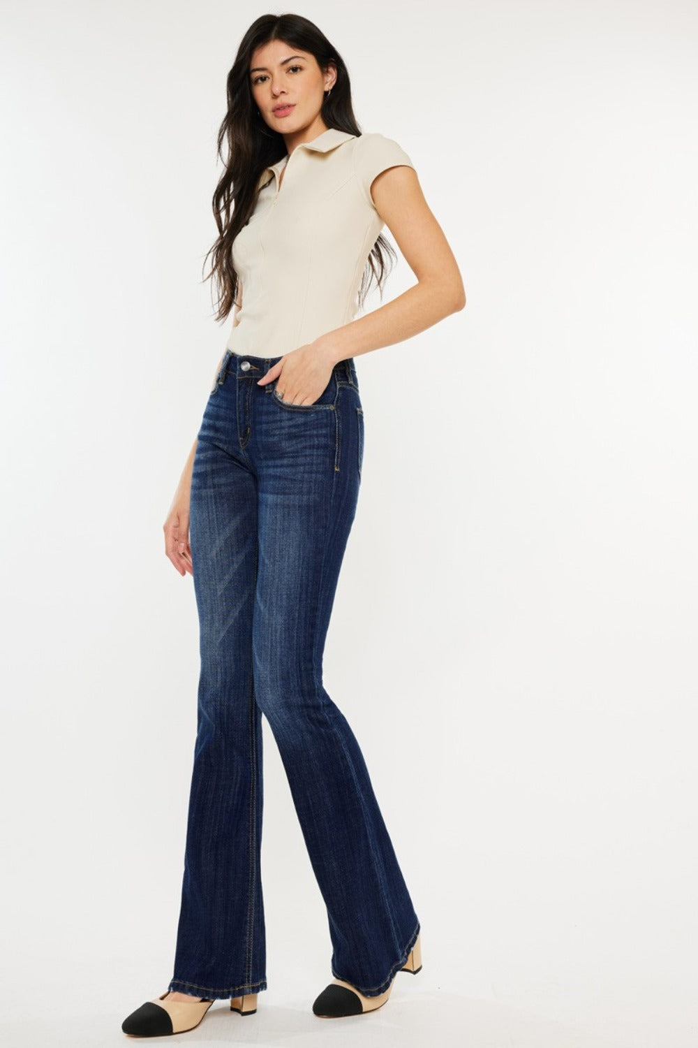 Kancan Full Size Mid Rise Slim Flare Jeans | Maekery Studio