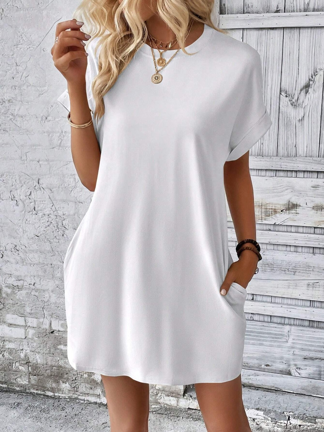 Round Neck Short Sleeve Mini Dress | Maekery Studio