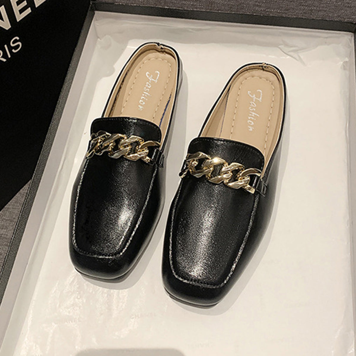 PU Leather Square Toe Flat Loafers | Maekery Studio