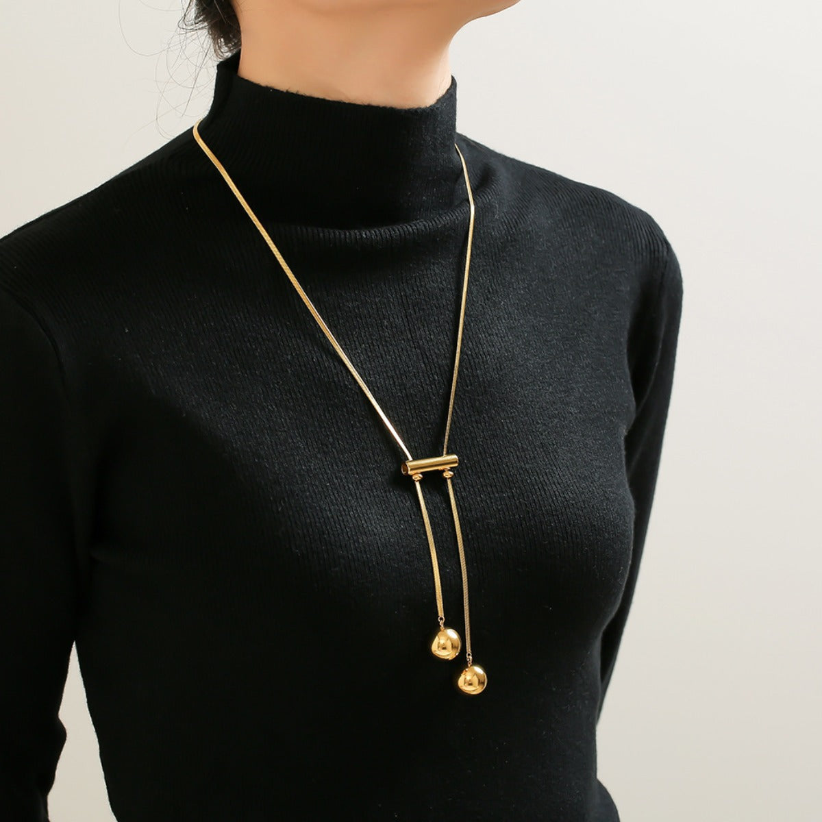 18K Gold-Plated Titanium Steel Hollow Bead Necklace | Maekery Studio