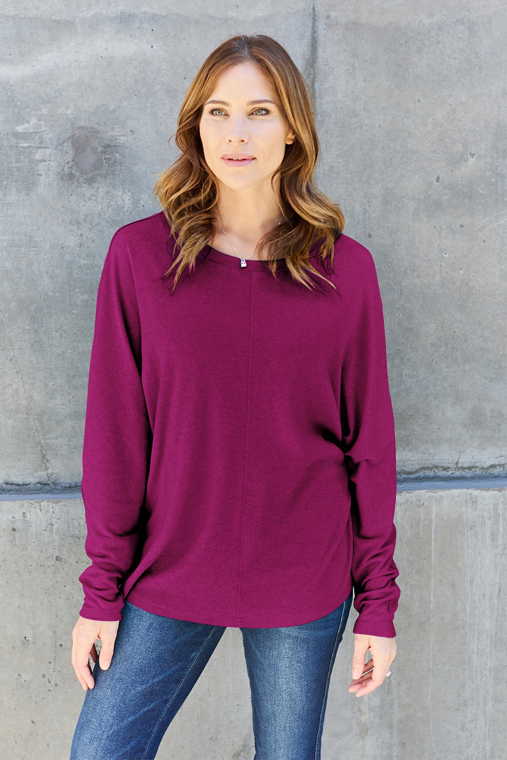 Double Take Full Size Round Neck Long Sleeve T-Shirt | Maekery Studio