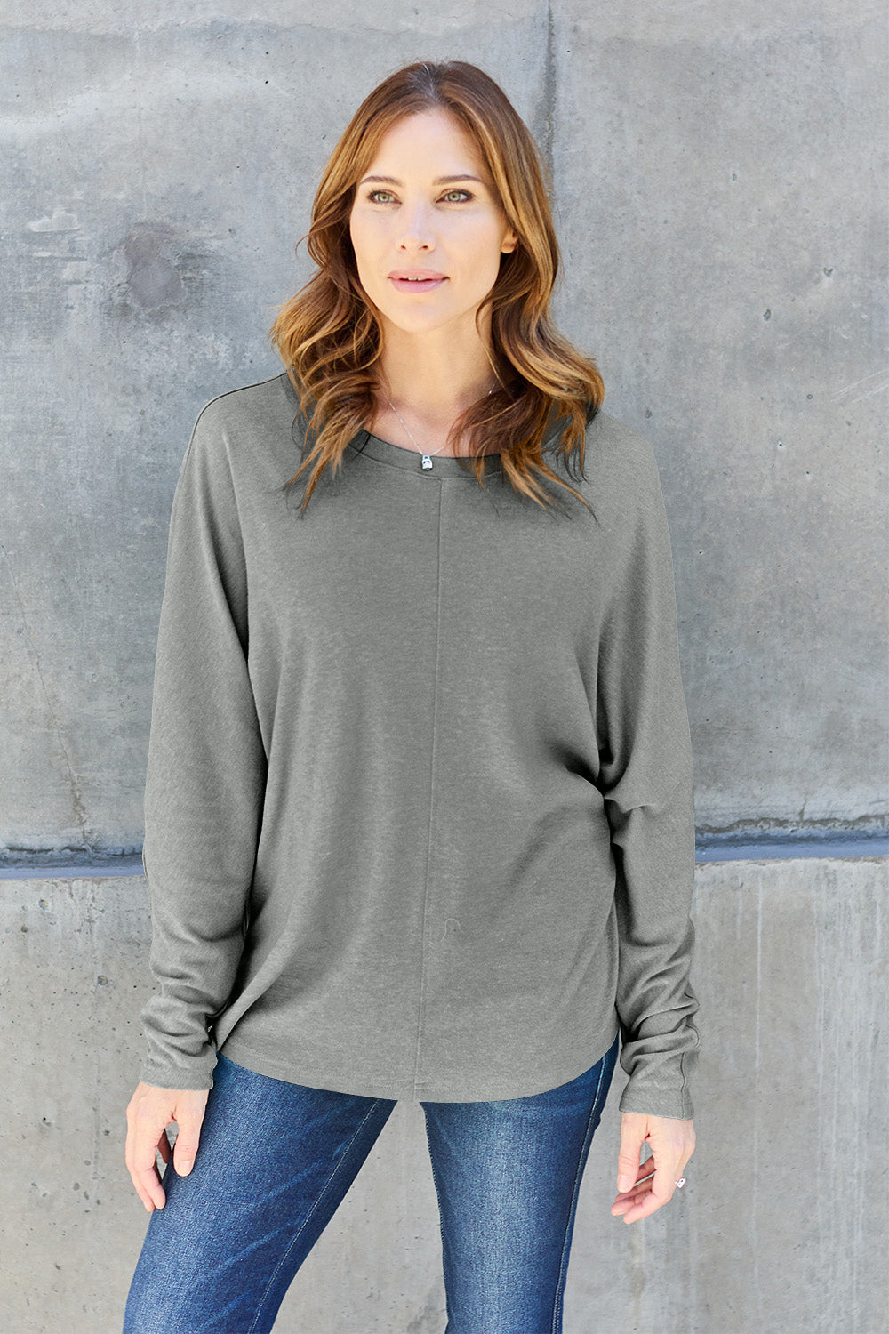 Double Take Full Size Round Neck Long Sleeve T-Shirt | Maekery Studio