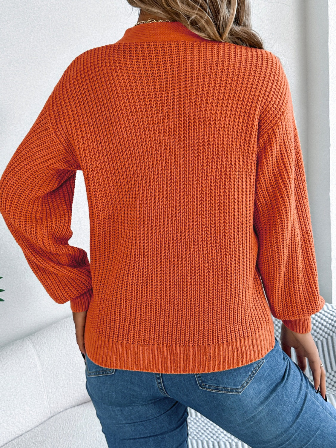 Cutout V-Neck Long Sleeve Sweater | Maekery Studio