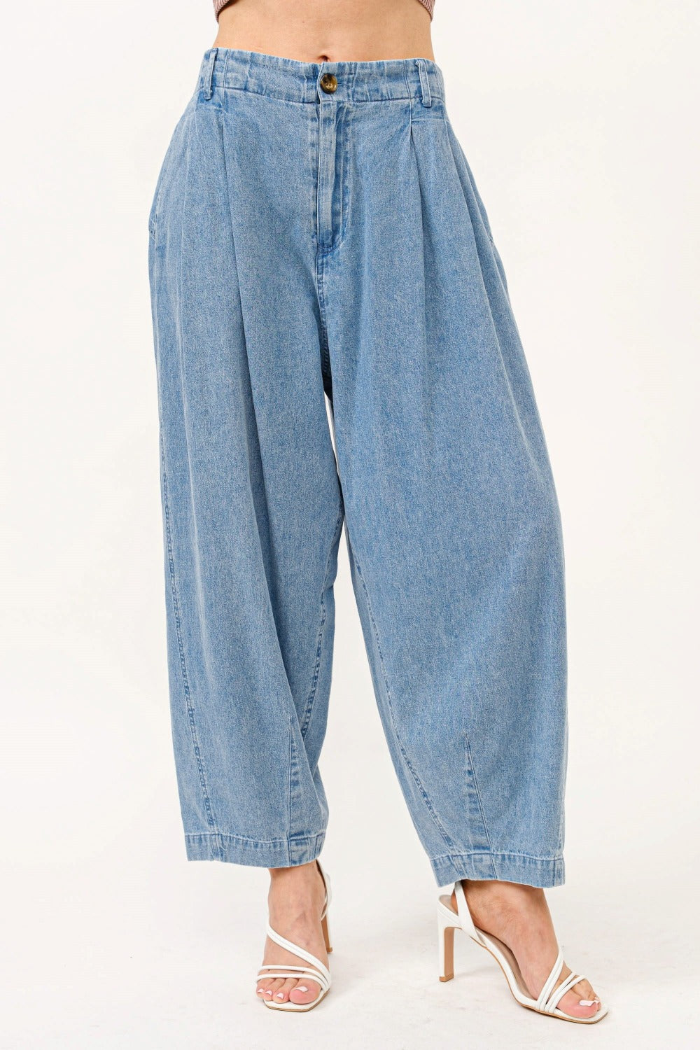 And The Why Elastic Back Pleated Baggy Jeans | Maekery Studio