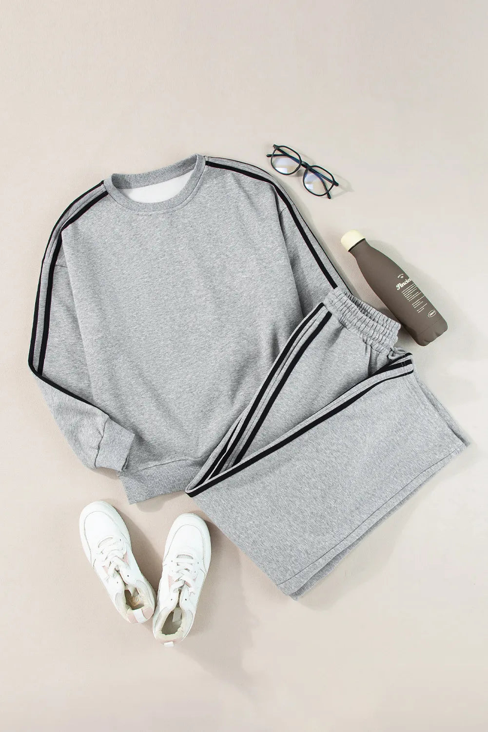 Round Neck Long Sleeve Top and Pants Active Set | Maekery Studio