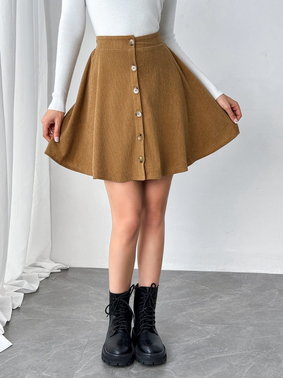 Buttoned Mini Skirt | Maekery Studio