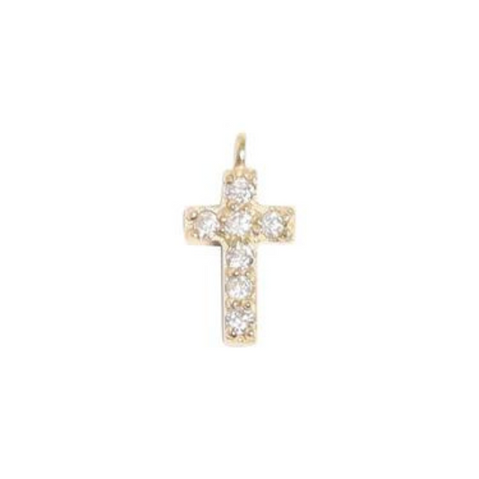 Diamond Cross Charm 14k Solid Gold | Maekery Studio