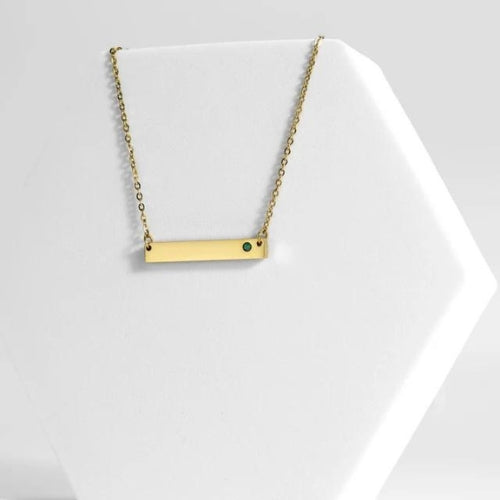 Personalized Bar Birthstone Necklace | Maekery Studio