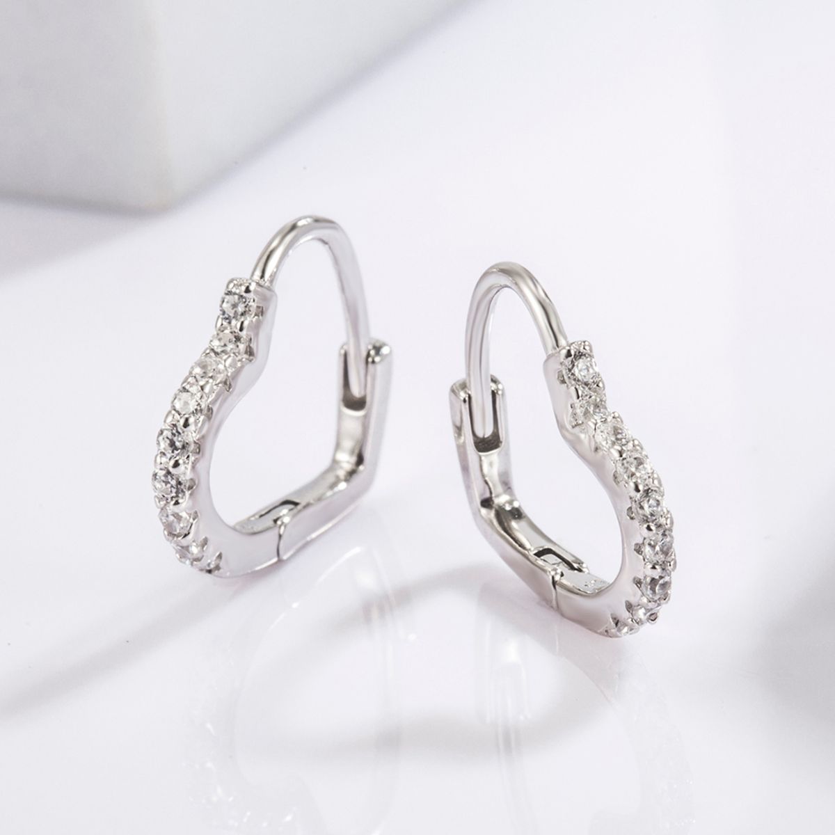 925 Serling Silver Zircon Heart Shape Earrings | Maekery Studio