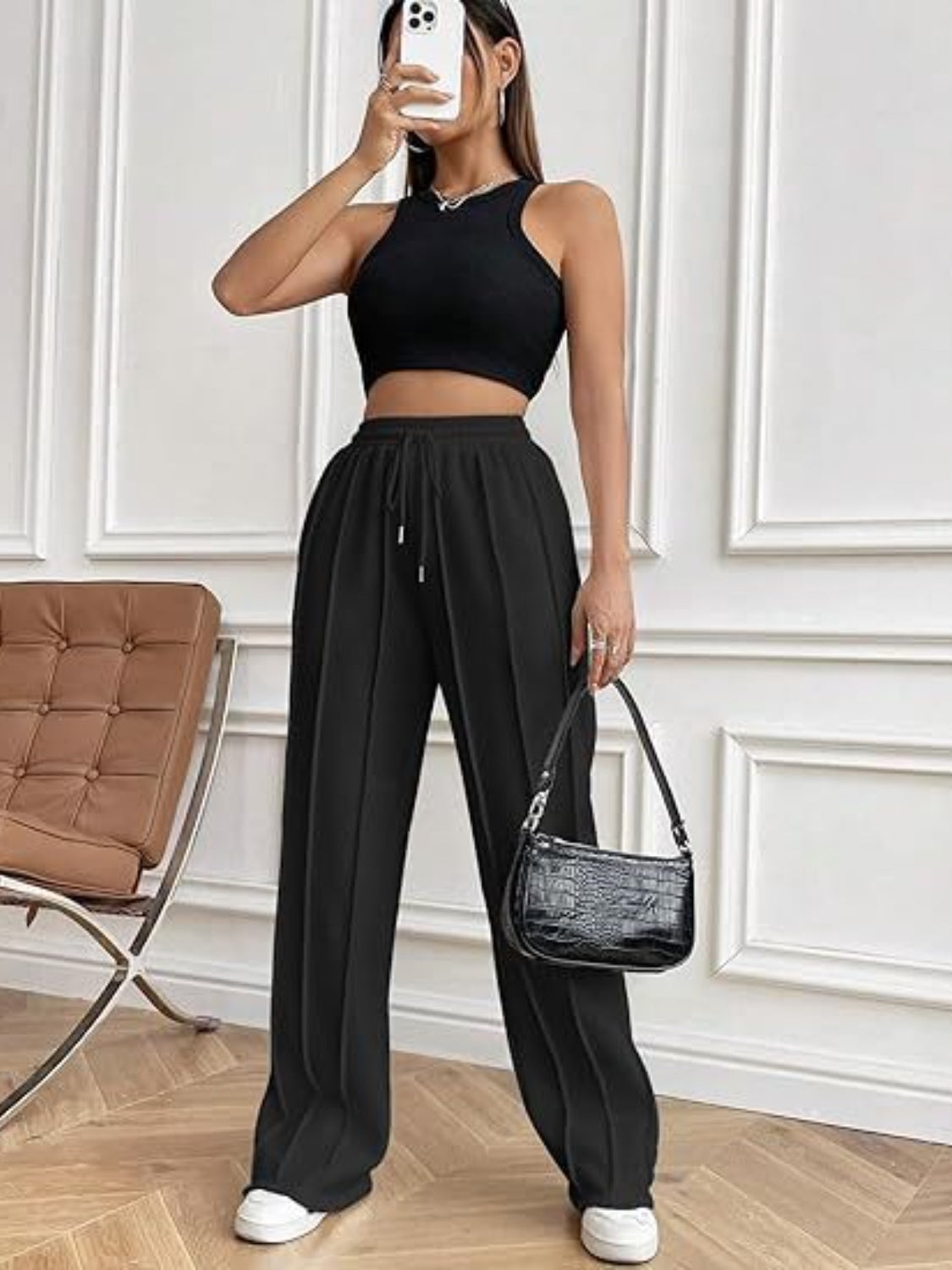 Drawstring Wide Leg Pants with Pockets | Maekery Studio