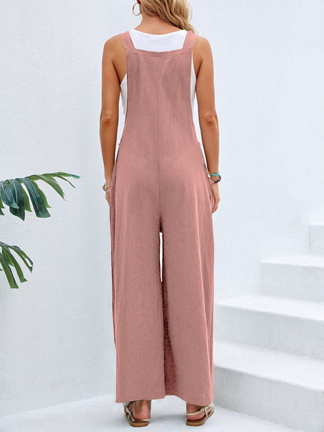 Full Size Square Neck Wide Strap Overalls | Maekery Studio