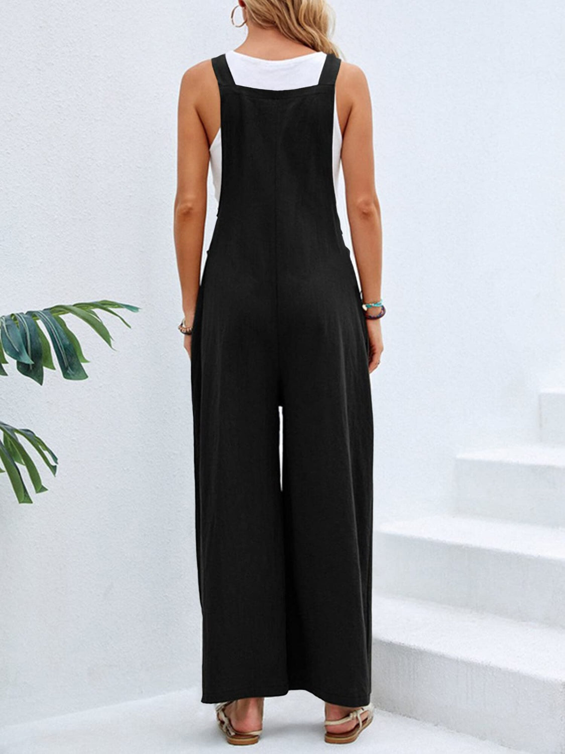 Full Size Square Neck Wide Strap Overalls | Maekery Studio