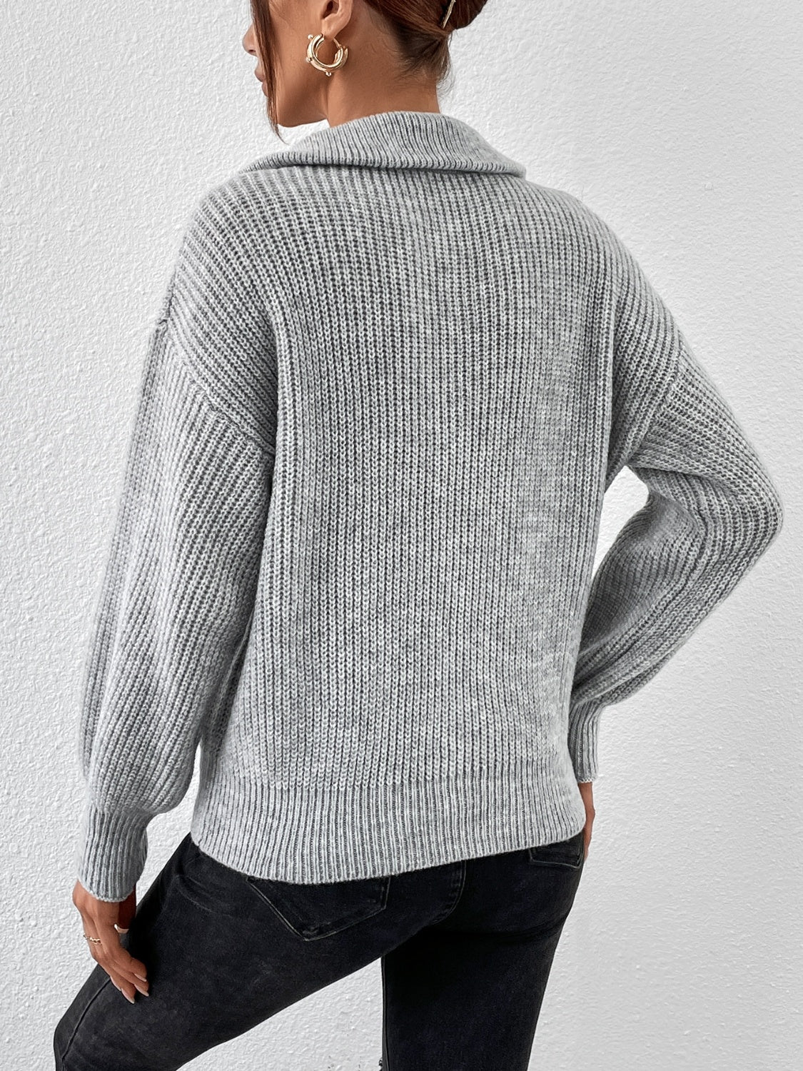 Honey Half Zip Dropped Shoulder Sweater | Maekery Studio