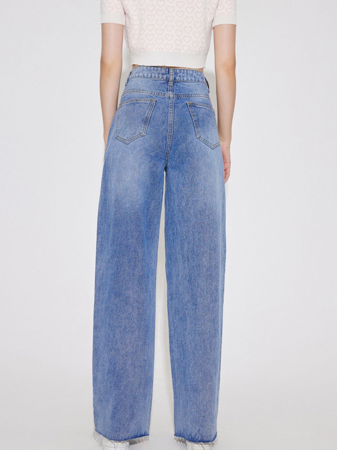 High Waist Straight Leg Jeans with Pockets | Maekery Studio