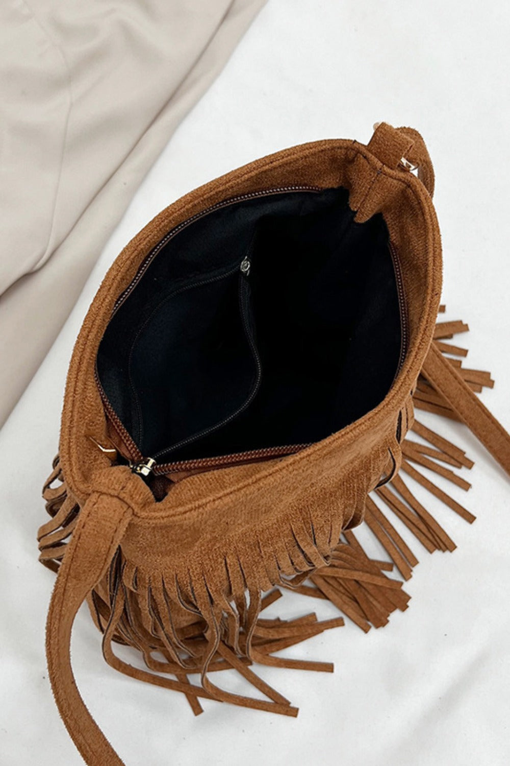 Suede Fringe Shoulder Bag | Maekery Studio