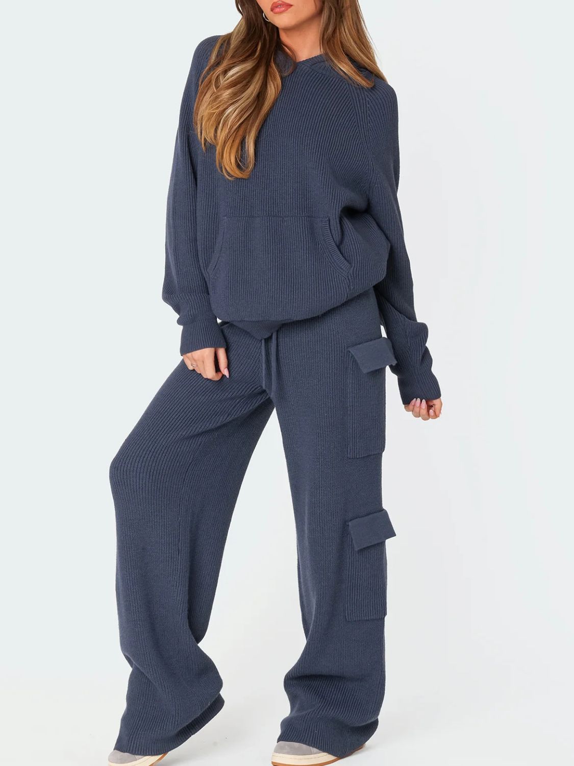 Long Sleeve Hooded Top and Pants Sweater Set | Maekery Studio