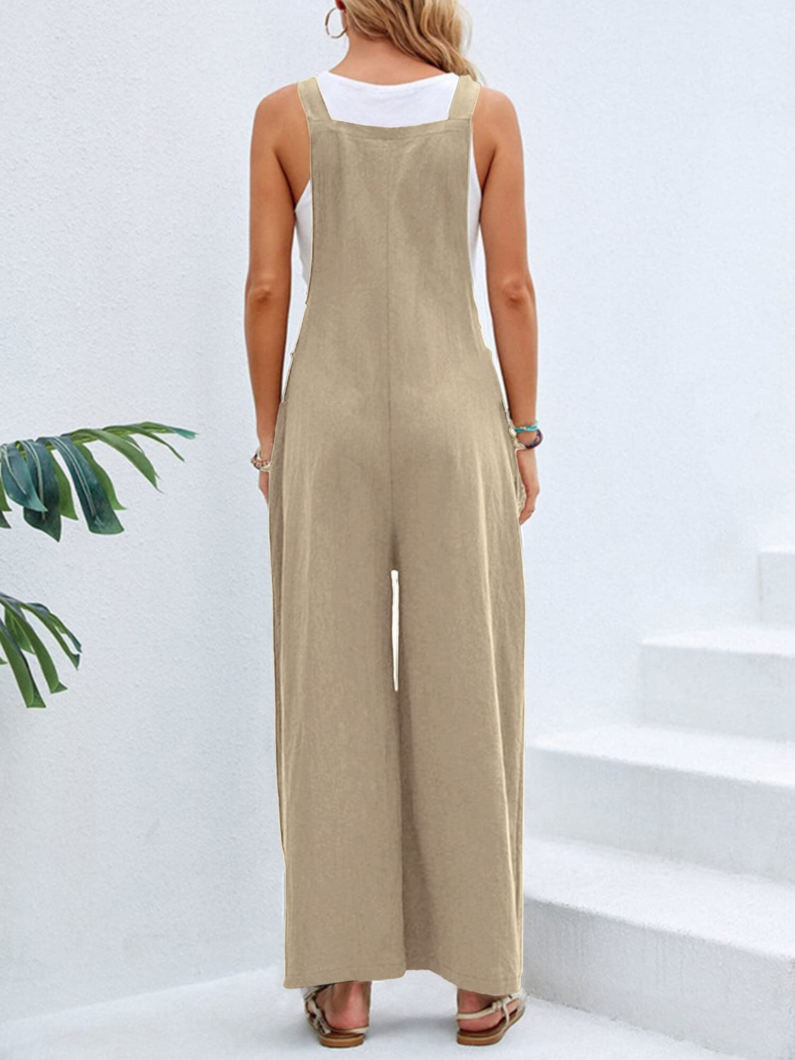 Full Size Square Neck Wide Strap Overalls | Maekery Studio