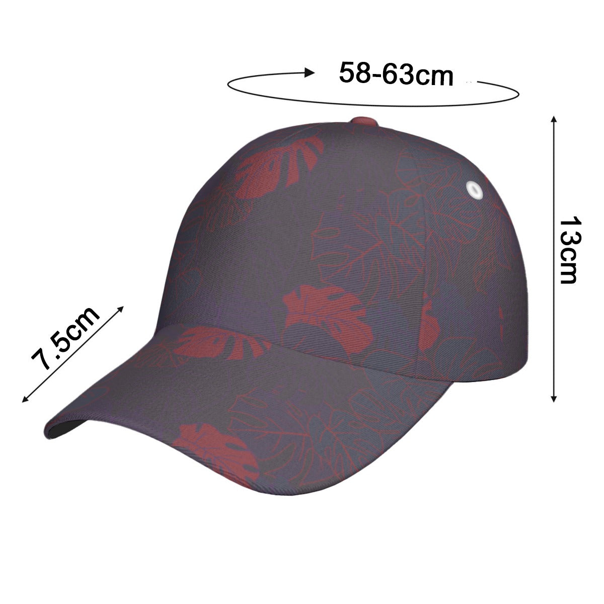 Purple and Red Flower All-Over Print Peaked Cap With Box