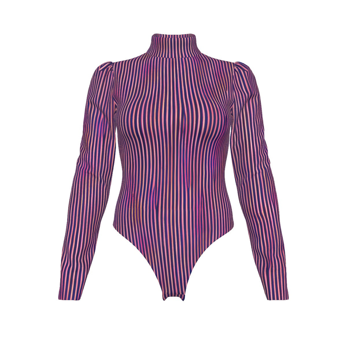 All-Over Women's Turtleneck Bodysuit With Puff Sleeve | Maekery Studio