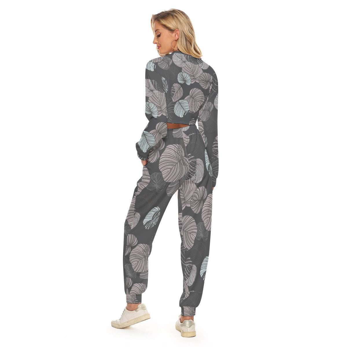 All-Over Print Women's Crop Sweatshirt Suit | Maekery Studio