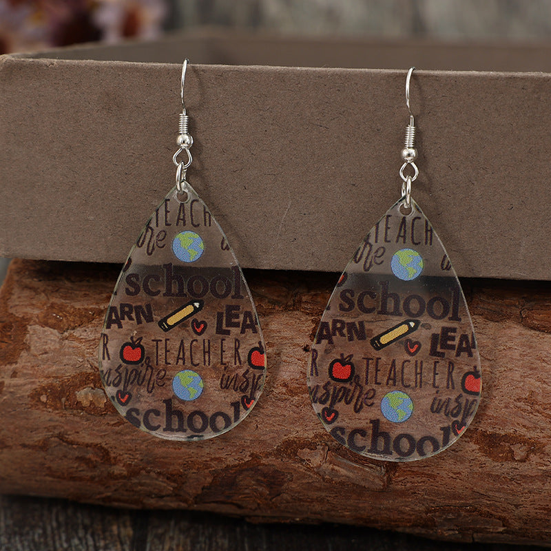 Acrylic Letter Teardrop Shape Earrings | Maekery Studio