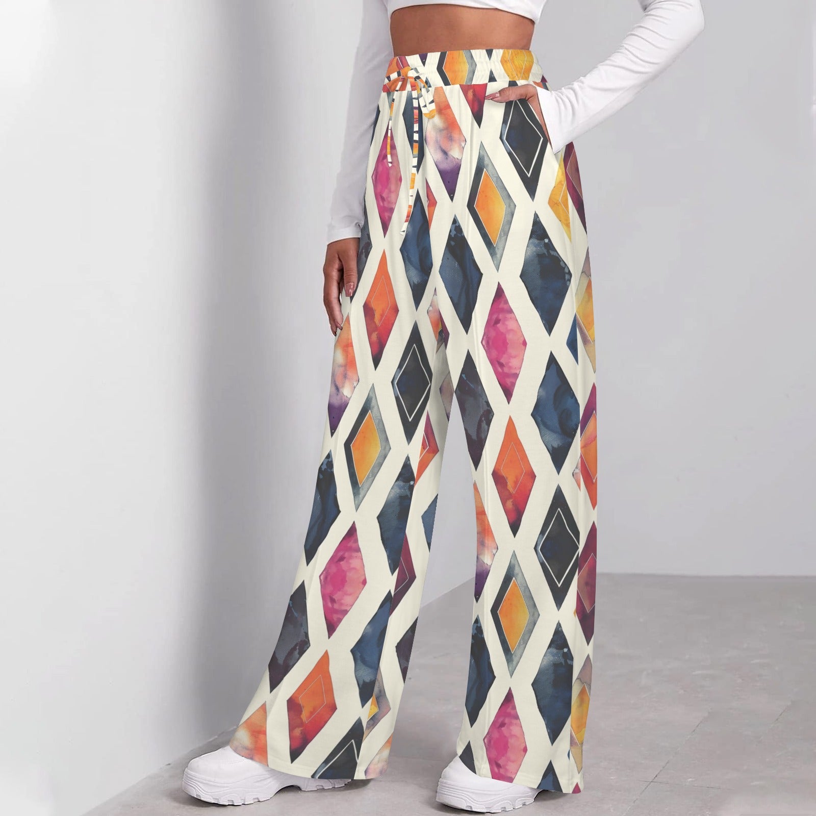 Diamond Color Wide Leg Sweatpants