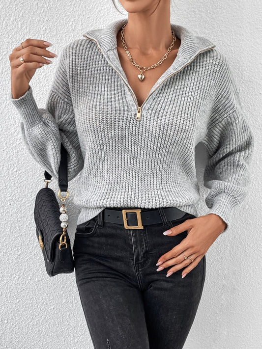 Honey Half Zip Dropped Shoulder Sweater | Maekery Studio