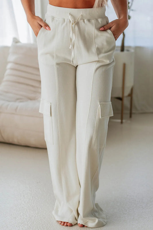 Drawstring High Waist Pants with Pockets | Maekery Studio