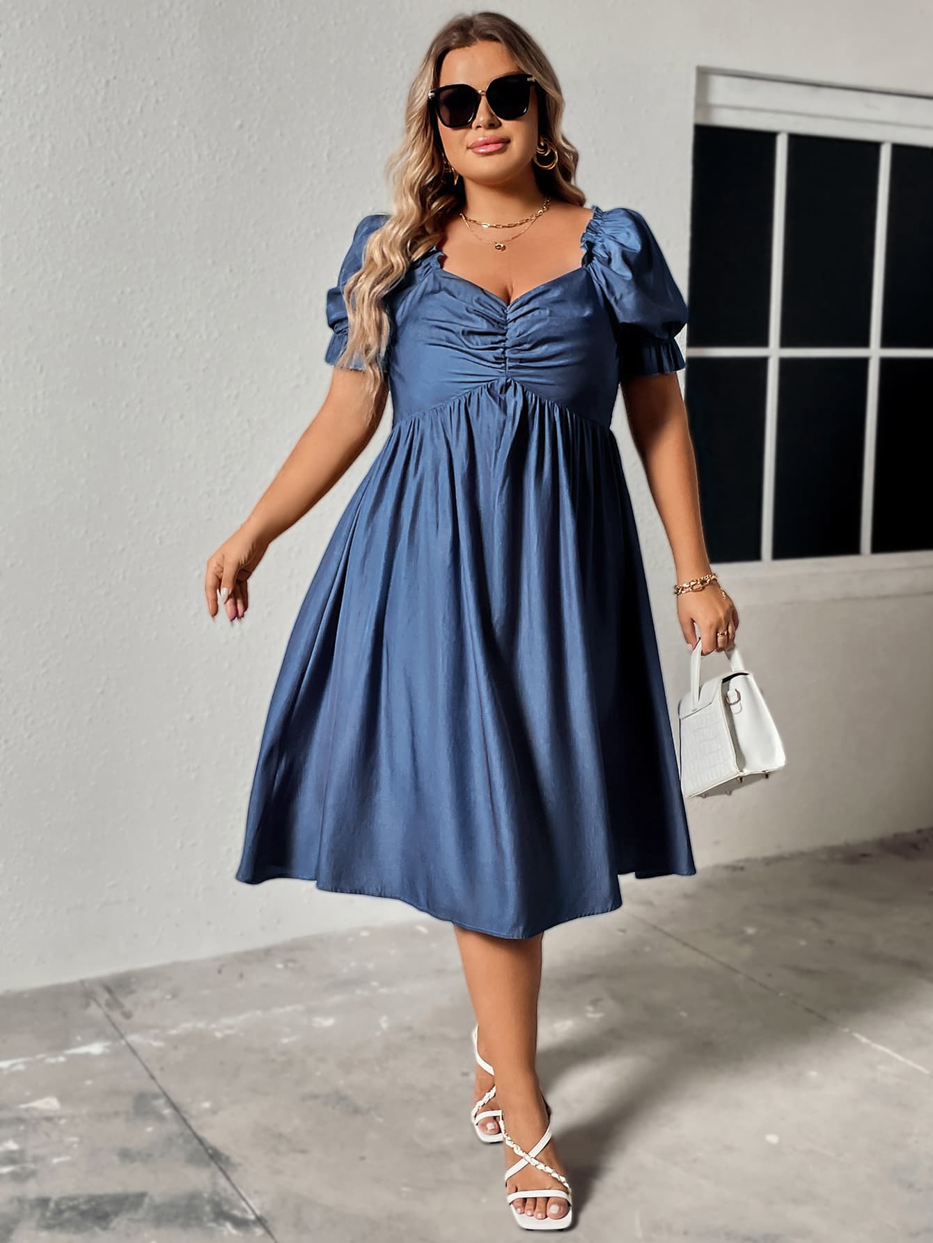 Honey Plus Size Ruched Sweetheart Neck Dress | Maekery Studio