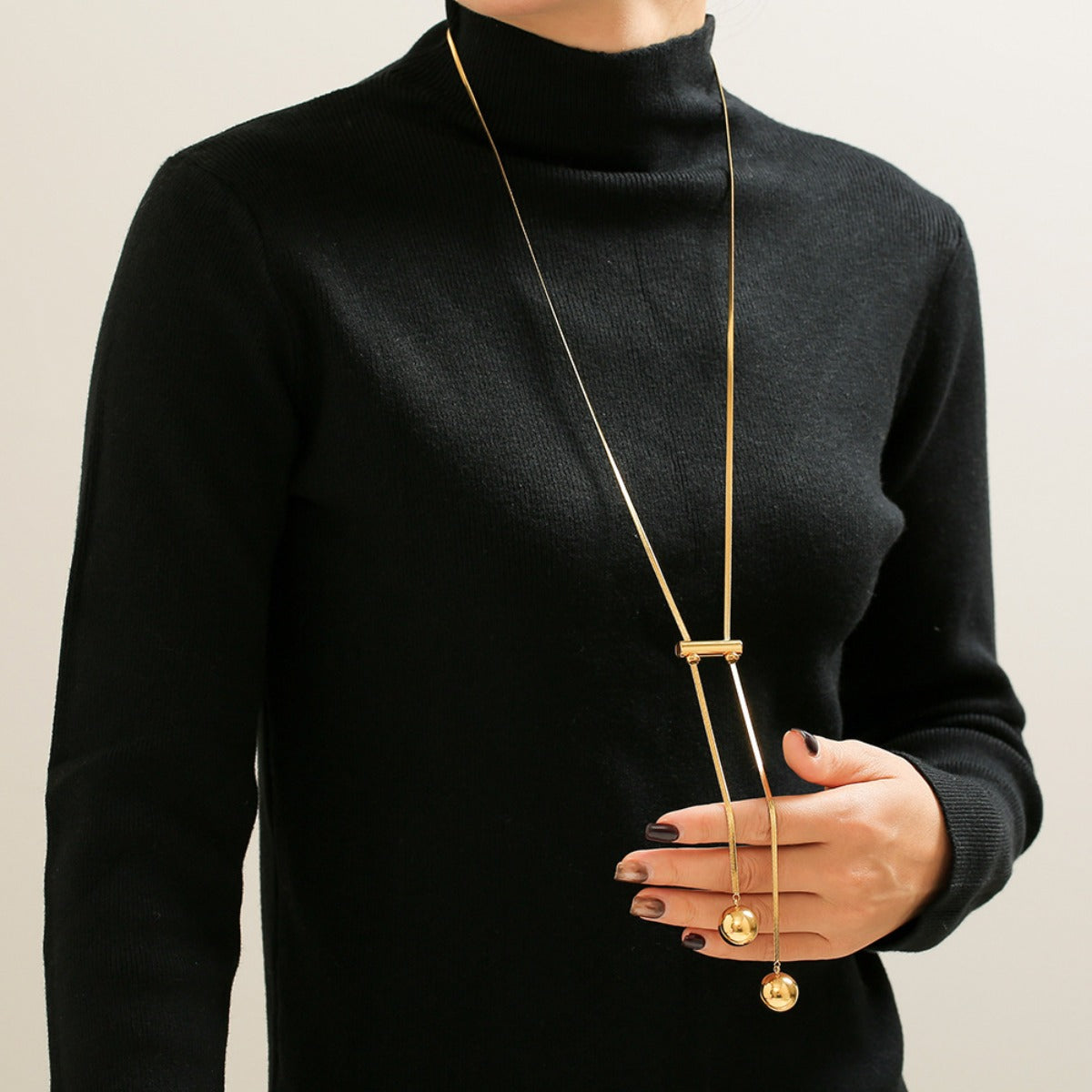 18K Gold-Plated Titanium Steel Hollow Bead Necklace | Maekery Studio