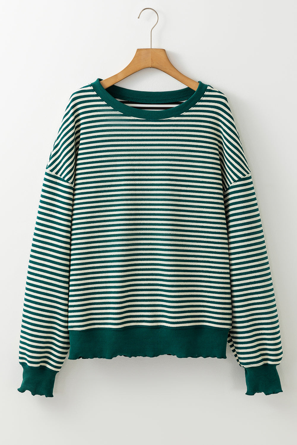 Purple Stripe Drop Shoulder Long Sleeve Top