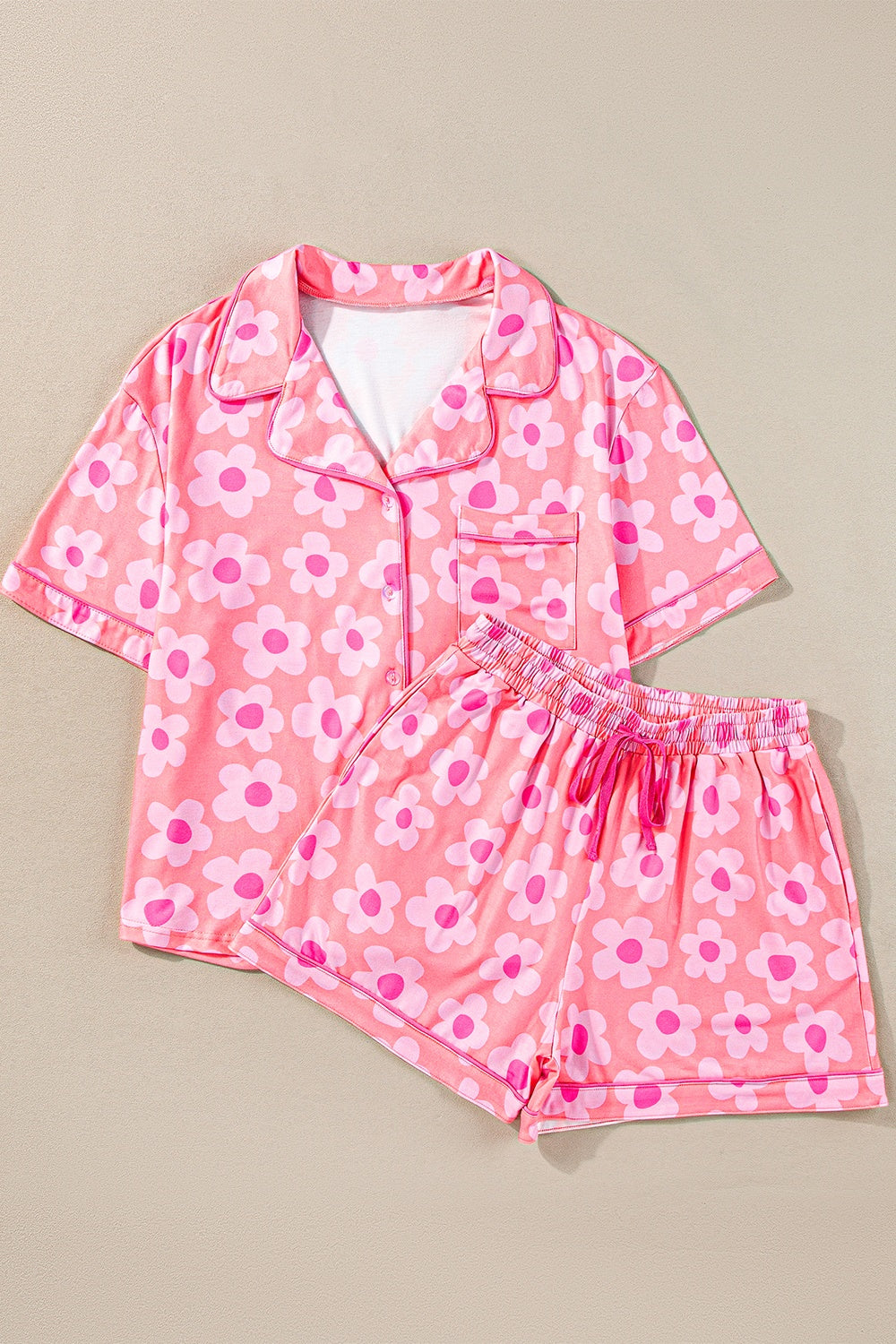 Pocketed Flower Half Sleeve Top and Shorts Lounge Set | Maekery Studio