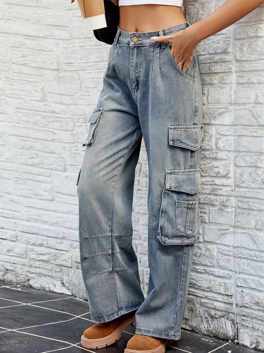 Washed Jeans with Pockets | Maekery Studio