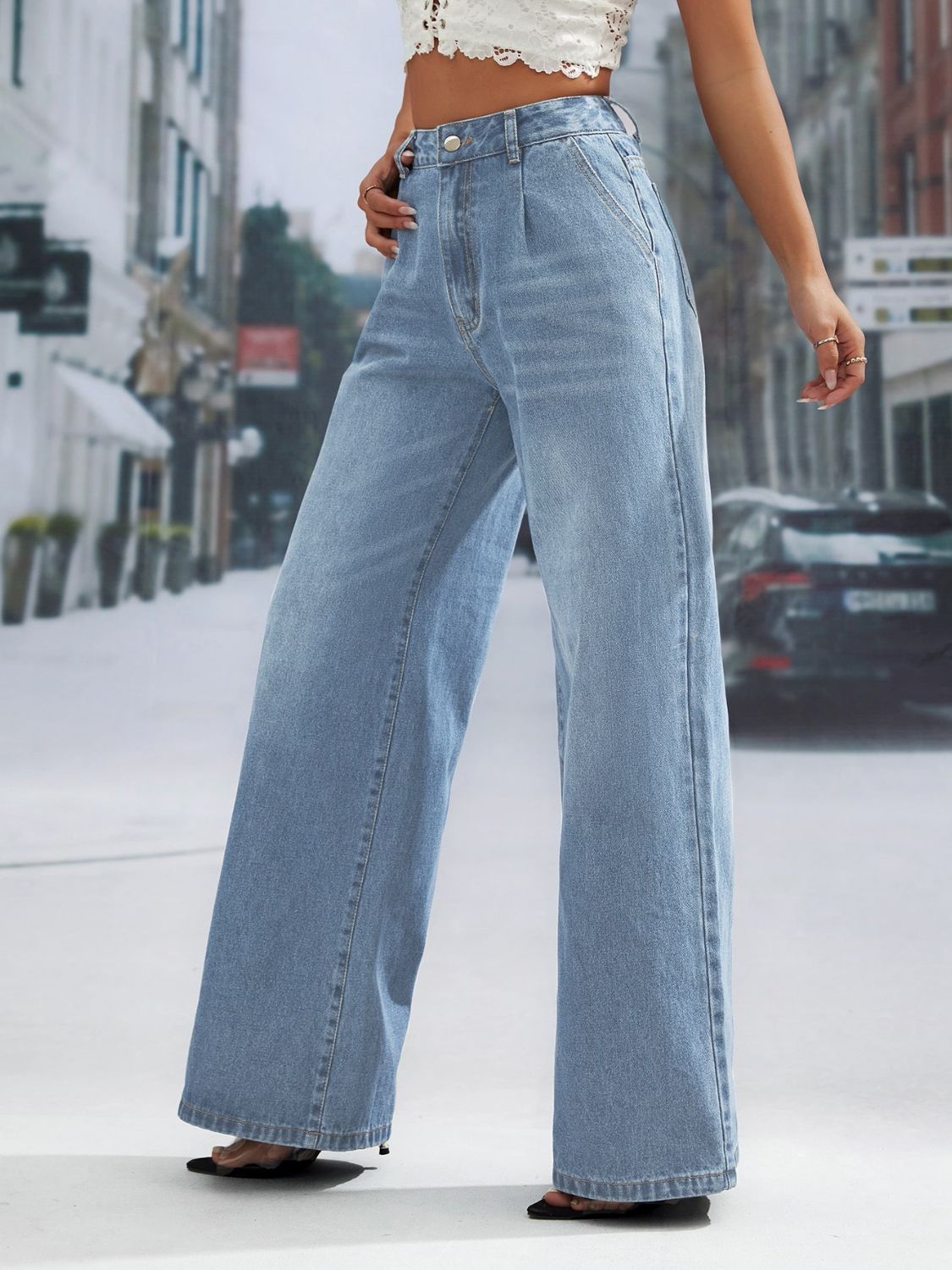 Wide Leg Jeans with Pockets | Maekery Studio