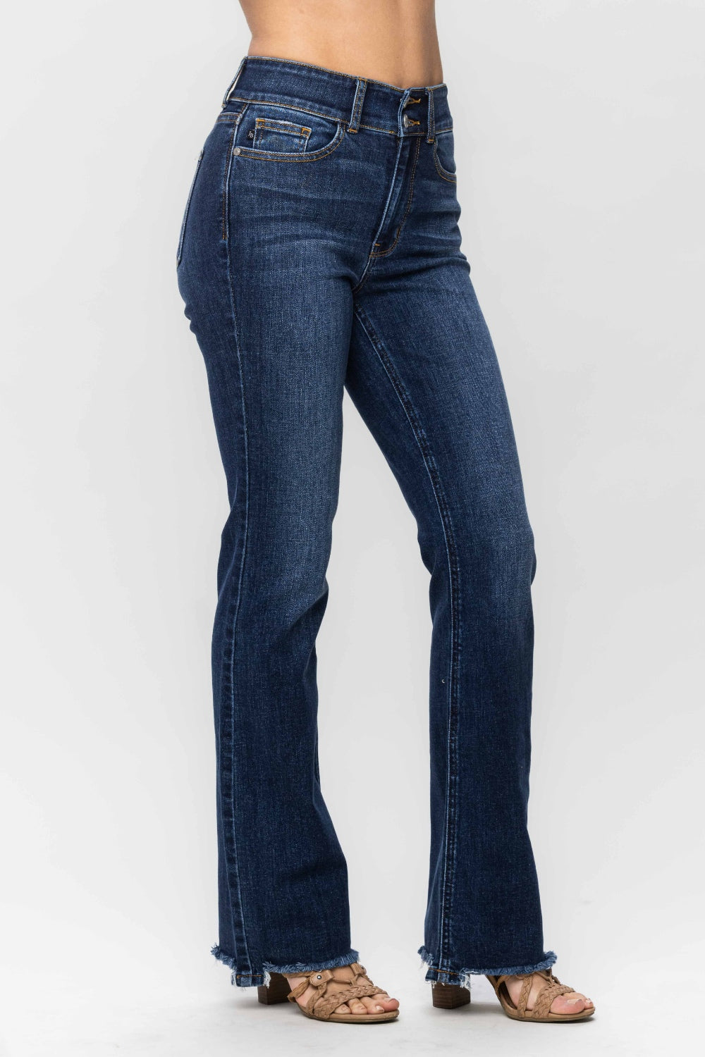 Judy Blue Full Size Frayed Hem Bootcut Jeans | Maekery Studio