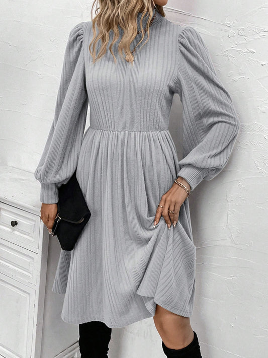 Textured Turtleneck Long Sleeve Dress | Maekery Studio