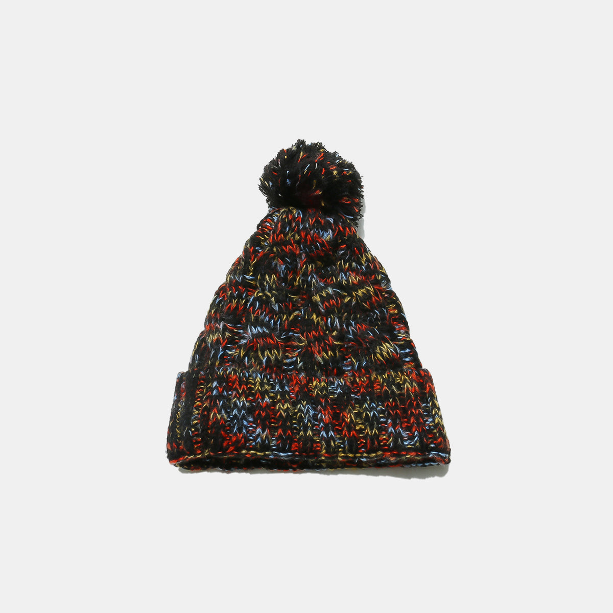 Contrast Cable-Knit Hat with Pompom | Maekery Studio