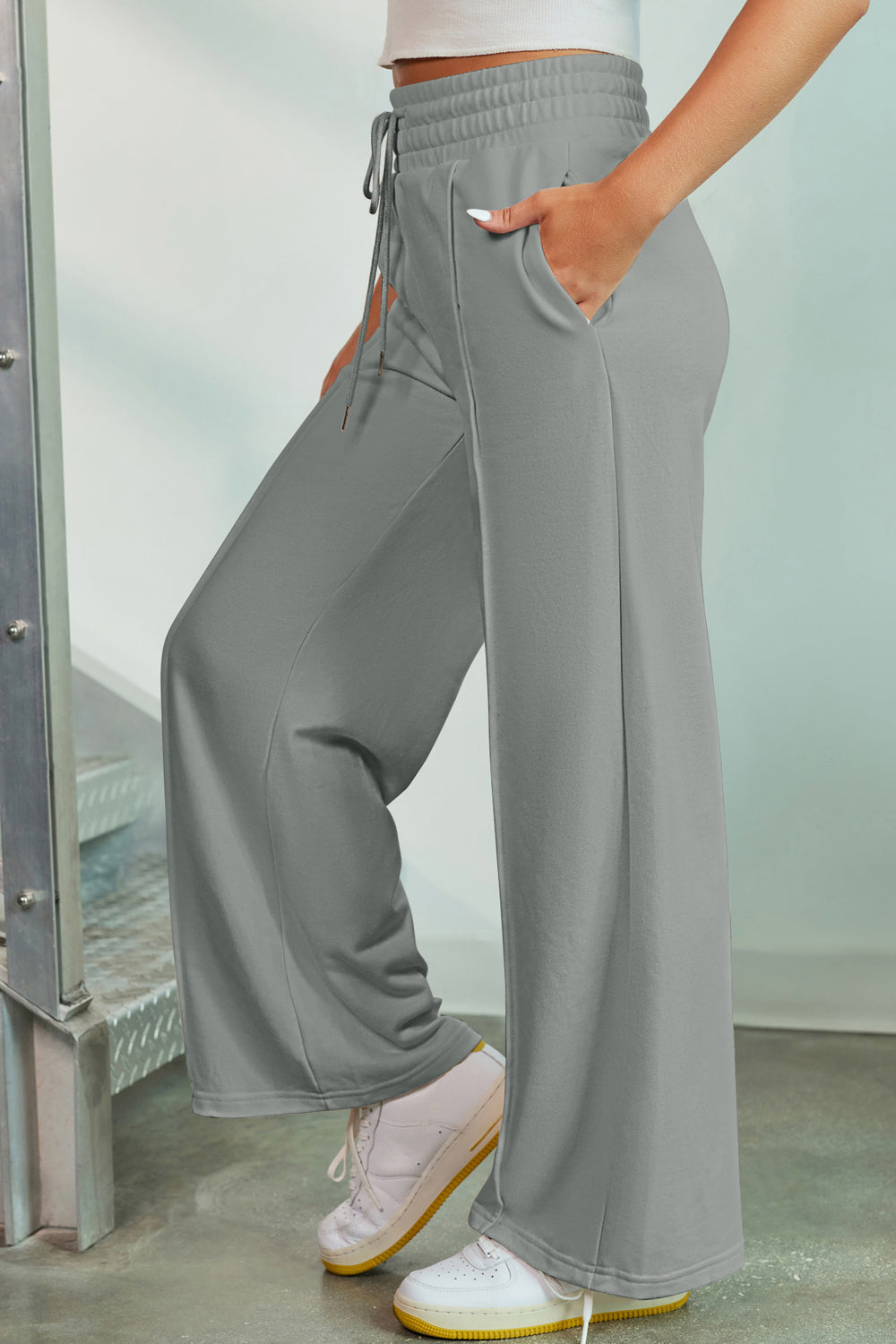 Drawstring Wide Leg Pants with Pockets | Maekery Studio