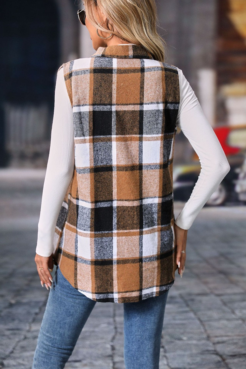 Plaid Button Up Vest Coat | Maekery Studio