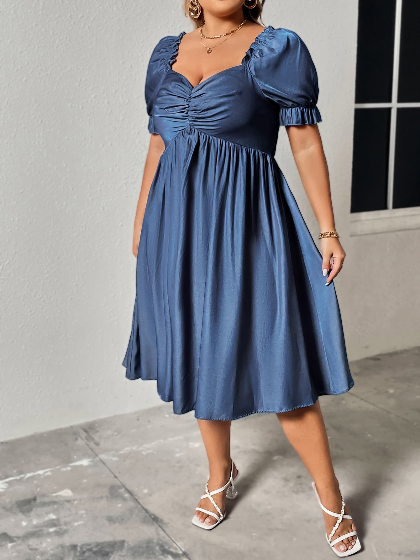 Honey Plus Size Ruched Sweetheart Neck Dress | Maekery Studio