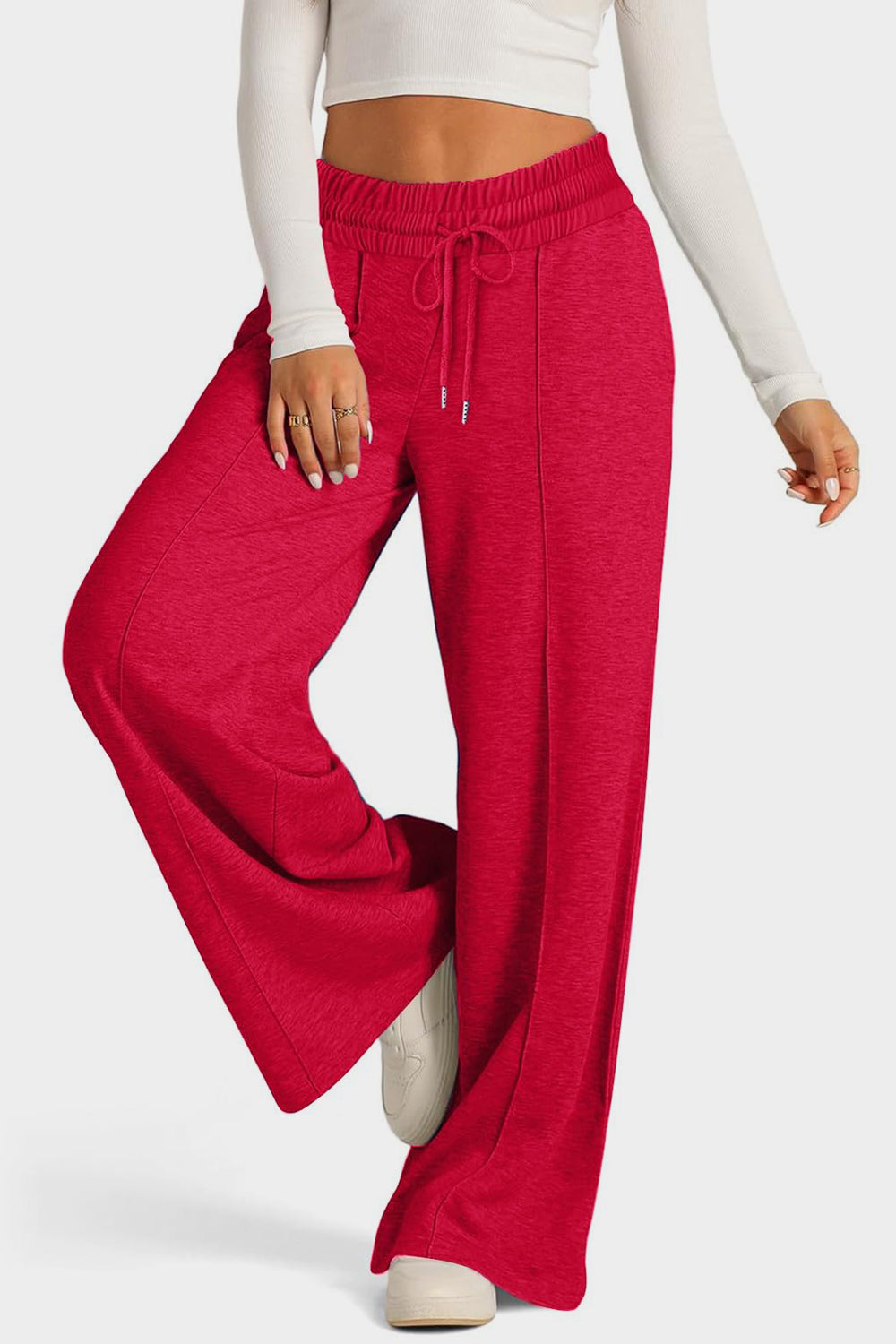 Drawstring Elastic Waist Wide Leg Pants | Maekery Studio