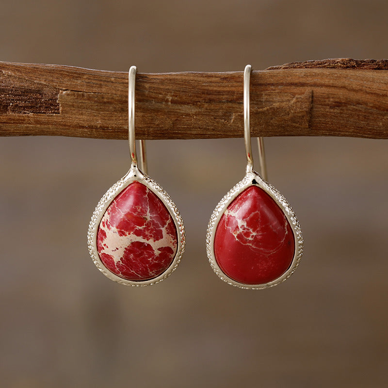 Copper Natural Stone Teardrop Shape Earrings | Maekery Studio