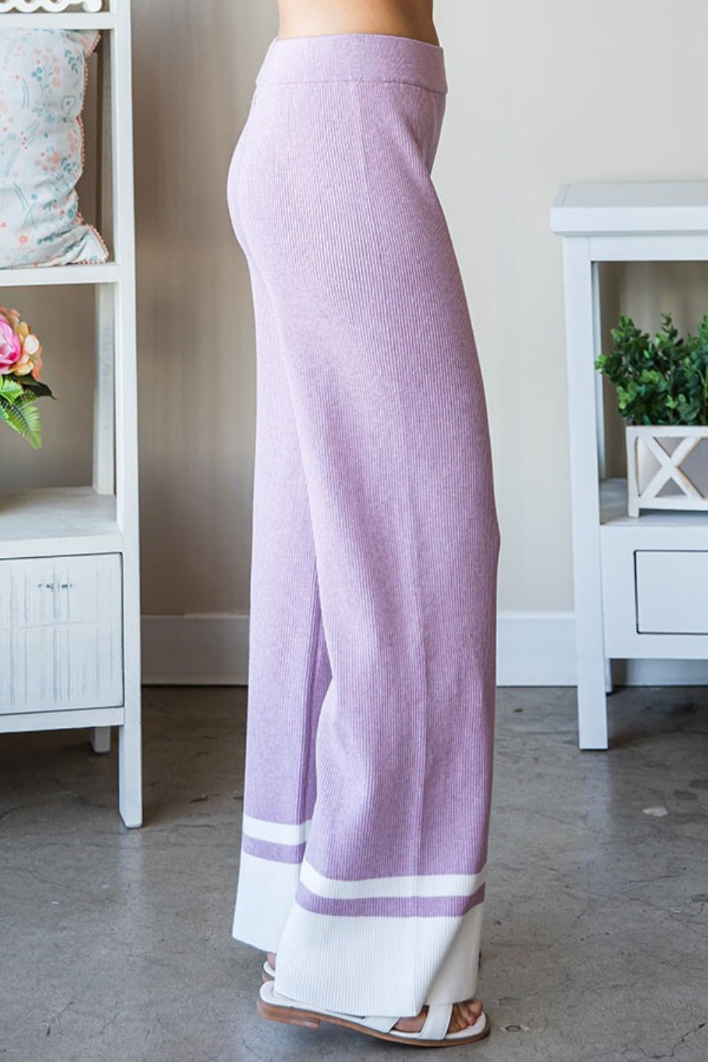 First Love Contrast Ribbed Knit Pants | Maekery Studio