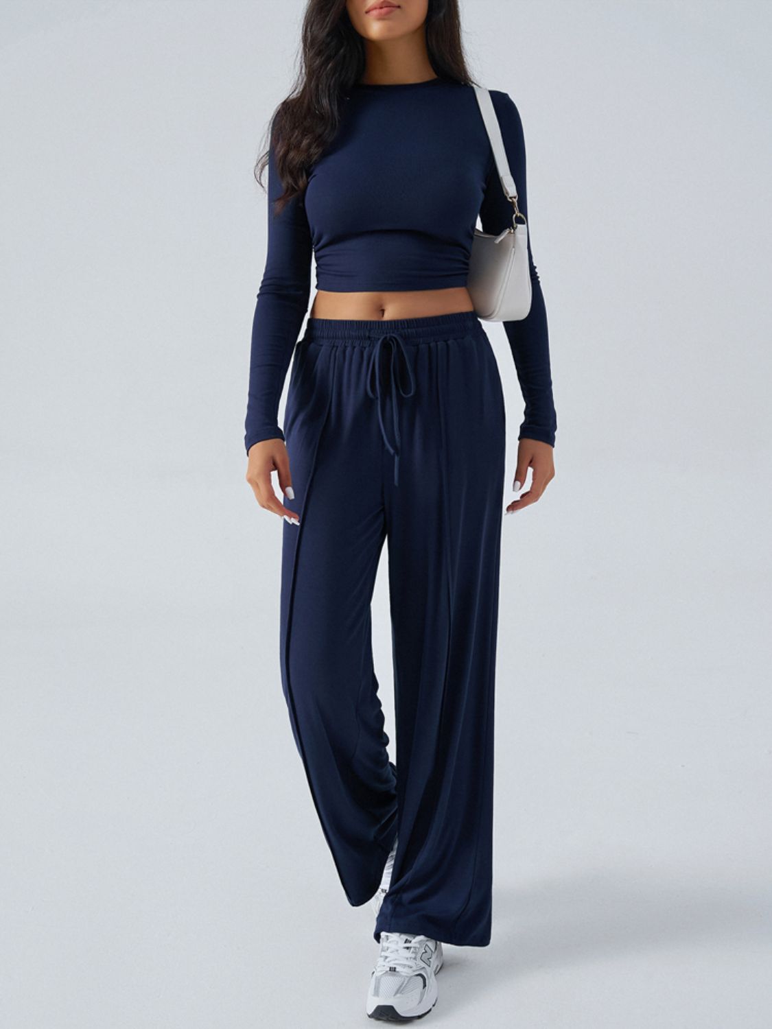 Devine Round Neck Long Sleeve Top and Pants Set | Maekery Studio