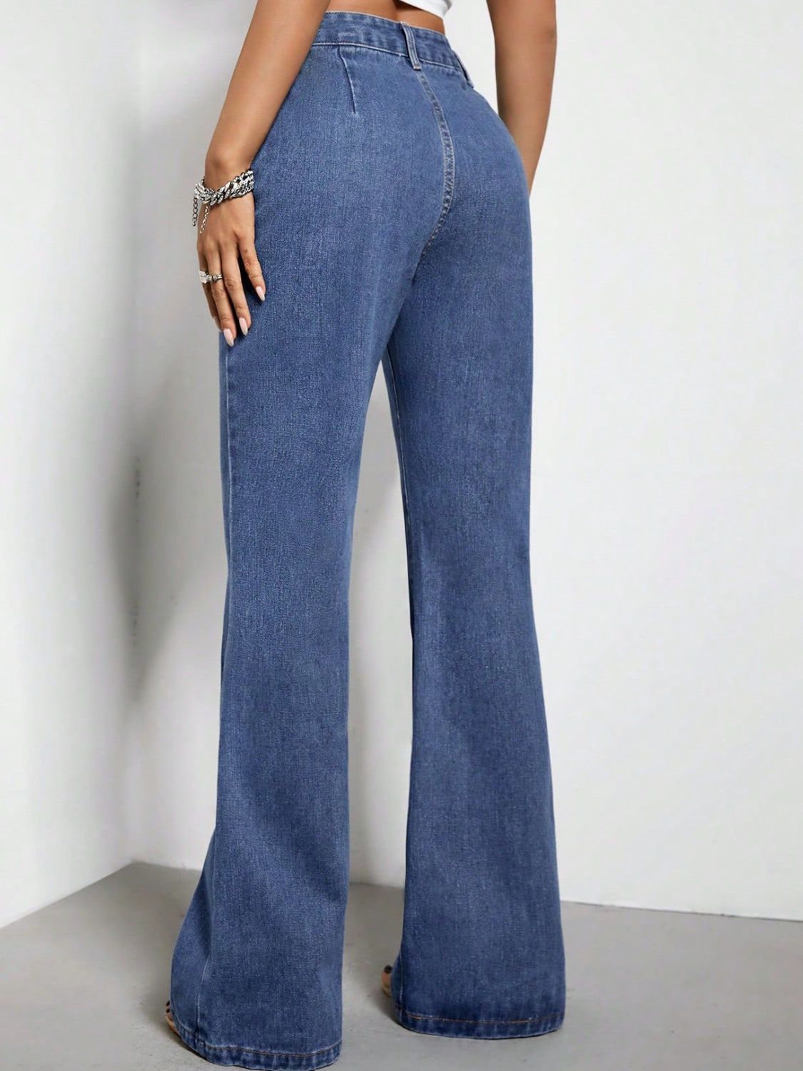 High Waist Bootcut Jeans with Pockets | Maekery Studio